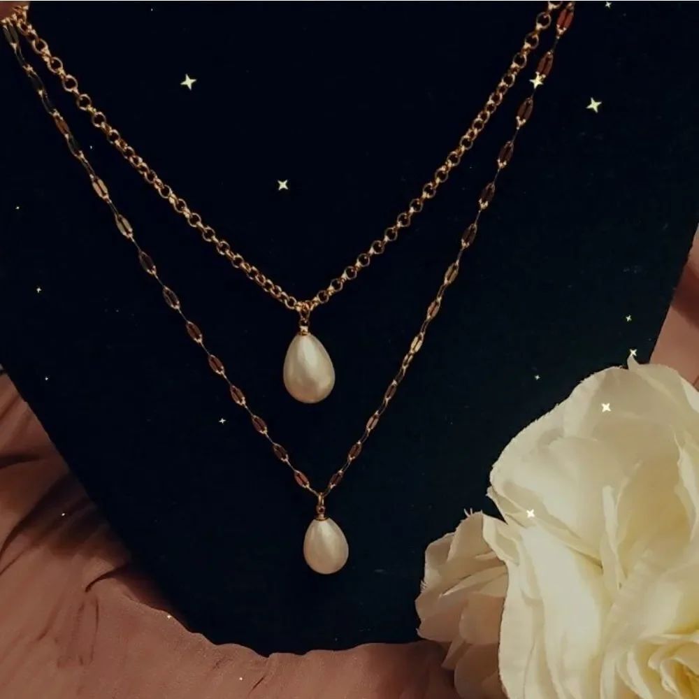 Two Strand Pearl Y Necklace - Picture 3 of 5